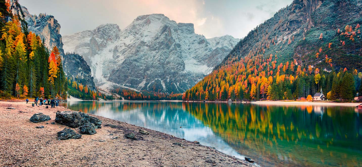 Colorful Autumn Landscape In The Italian Alps